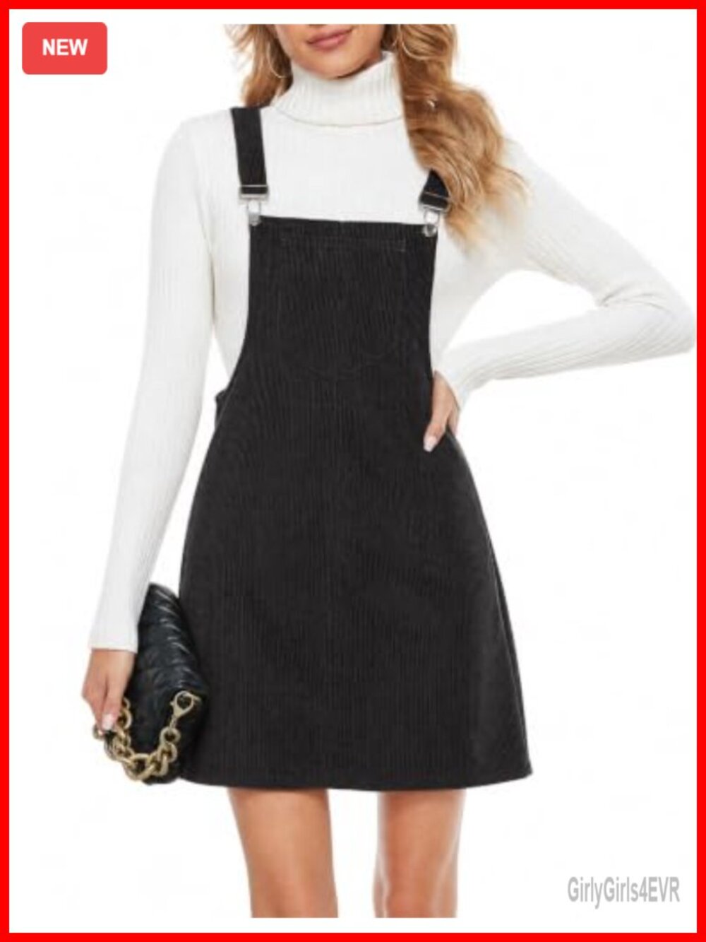 Corduroy Overall Dress Adjustable Straps A-Line Suspender Skirt